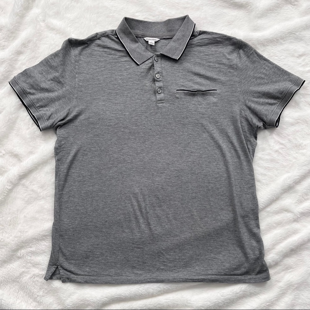 Calvin Klein Men’s Soft Knit Polo Gray Size Medium